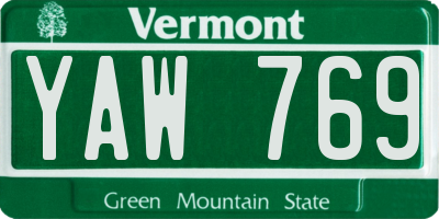 VT license plate YAW769