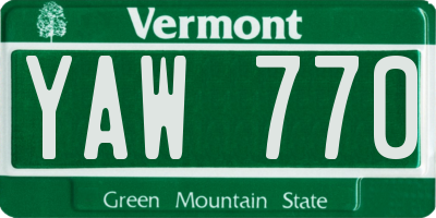 VT license plate YAW770