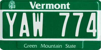 VT license plate YAW774