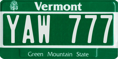 VT license plate YAW777