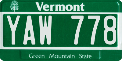 VT license plate YAW778