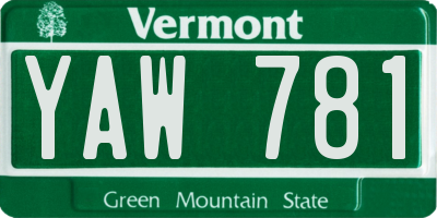 VT license plate YAW781