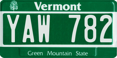 VT license plate YAW782