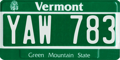 VT license plate YAW783