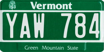 VT license plate YAW784