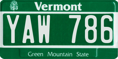 VT license plate YAW786