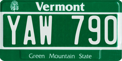 VT license plate YAW790