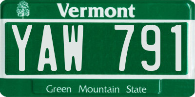 VT license plate YAW791
