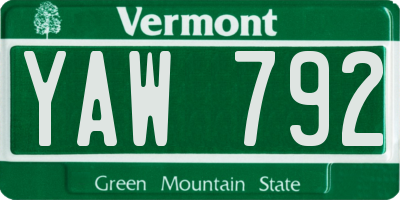 VT license plate YAW792