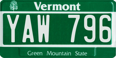VT license plate YAW796