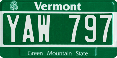 VT license plate YAW797