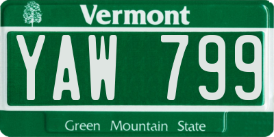 VT license plate YAW799