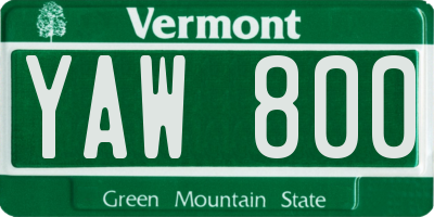 VT license plate YAW800