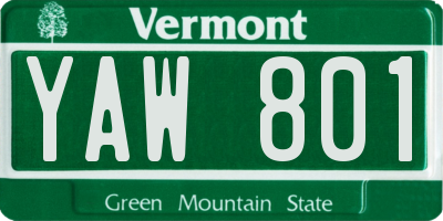 VT license plate YAW801