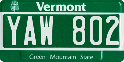 VT license plate YAW802