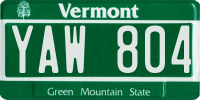 VT license plate YAW804