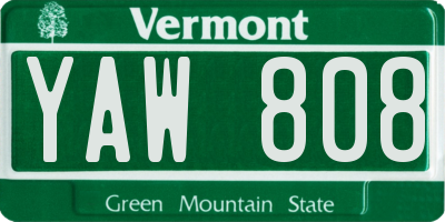 VT license plate YAW808
