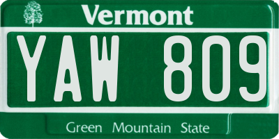 VT license plate YAW809
