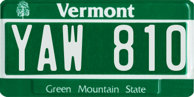 VT license plate YAW810