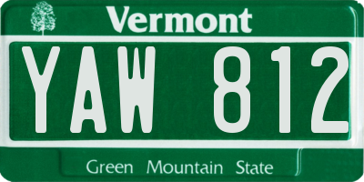 VT license plate YAW812