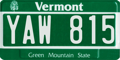 VT license plate YAW815