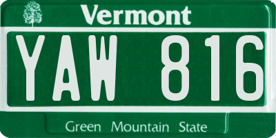 VT license plate YAW816
