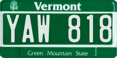 VT license plate YAW818
