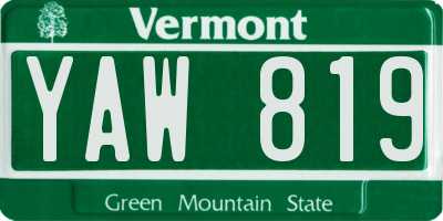 VT license plate YAW819