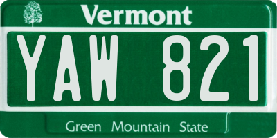 VT license plate YAW821