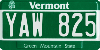 VT license plate YAW825