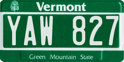 VT license plate YAW827