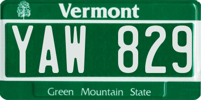 VT license plate YAW829