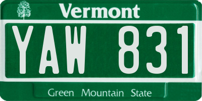 VT license plate YAW831