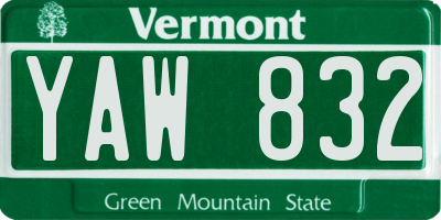 VT license plate YAW832