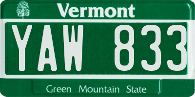 VT license plate YAW833