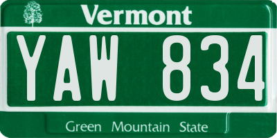 VT license plate YAW834