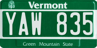 VT license plate YAW835