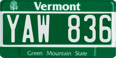 VT license plate YAW836