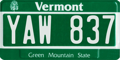 VT license plate YAW837