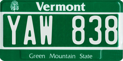 VT license plate YAW838