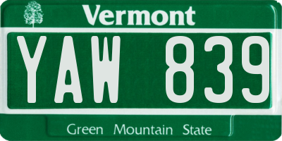 VT license plate YAW839