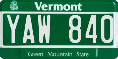 VT license plate YAW840