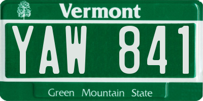 VT license plate YAW841
