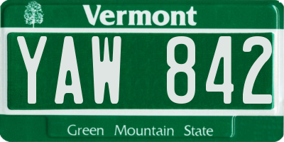 VT license plate YAW842
