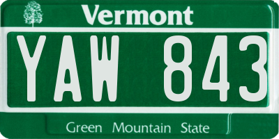VT license plate YAW843