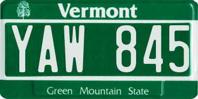 VT license plate YAW845