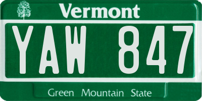 VT license plate YAW847