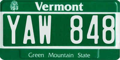 VT license plate YAW848