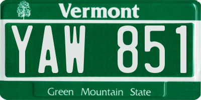 VT license plate YAW851