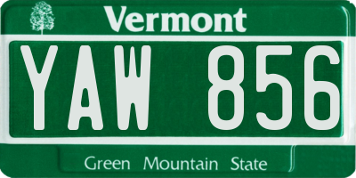 VT license plate YAW856